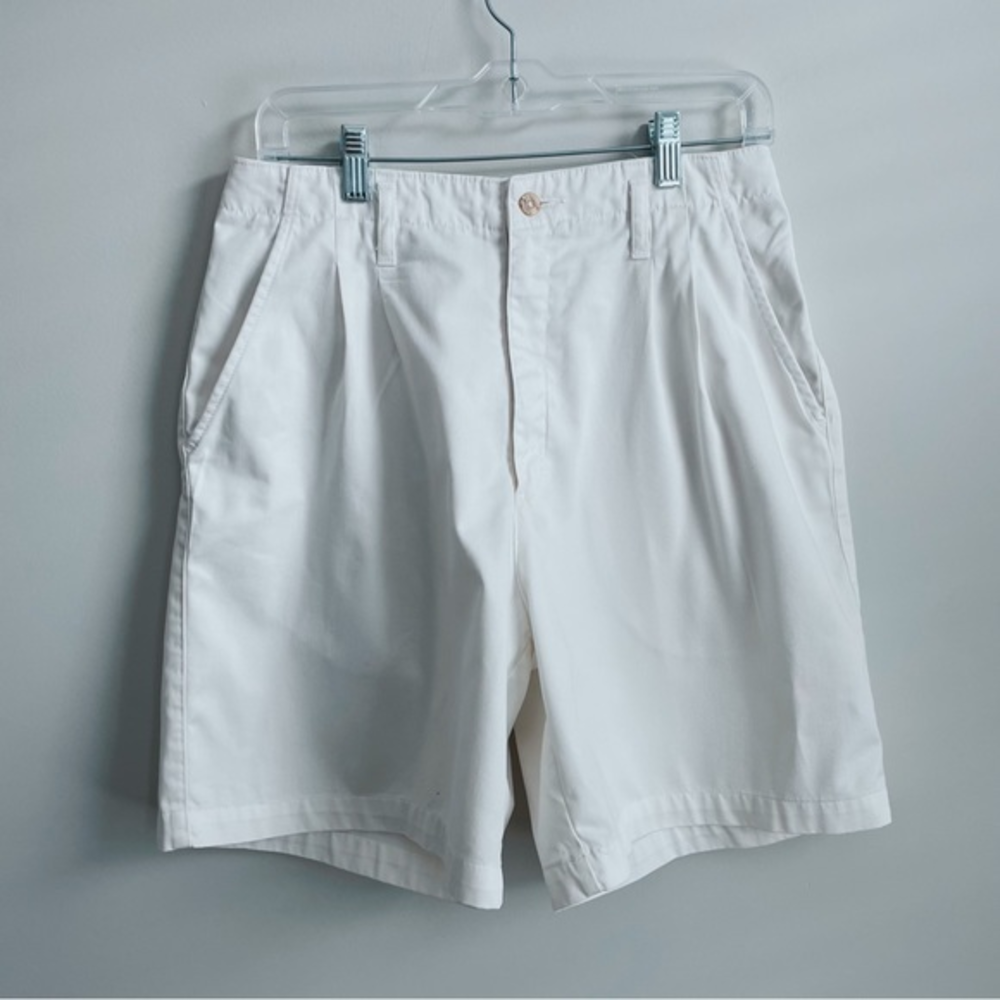 Vintage White High Waisted Pleated Northern Reflections‎ Shorts, Size 11-12